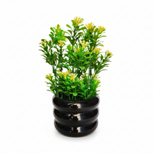 Load image into Gallery viewer, Artificial green plant in a black pot on a white background
