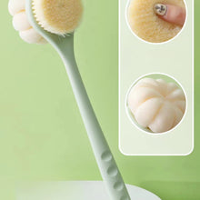 Load image into Gallery viewer, Light green scrubbing brush with close-up insets on a light green background
