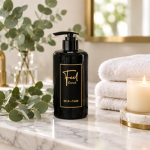 Load image into Gallery viewer, Black printed plastic soap dispenser on a bathroom counter
