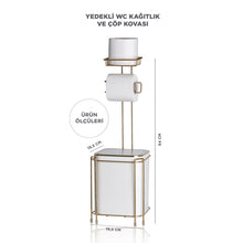 تحميل الصورة في عارض المعرض، Bathroom Accessory Set (Waste Bin &amp; Holder) - 2 Pcs Decor Bathroom Set (Square) - Gold Frame
