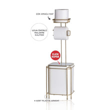 تحميل الصورة في عارض المعرض، Bathroom Accessory Set (Waste Bin &amp; Holder) - 2 Pcs Decor Bathroom Set (Square) - Gold Frame
