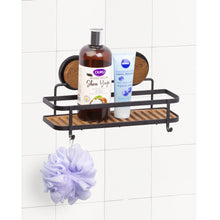 Load image into Gallery viewer, Shower caddy with bottles and a loofah on a tiled wall
