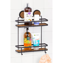 Load image into Gallery viewer, Bathroom shelf with toiletries against a tiled wall

