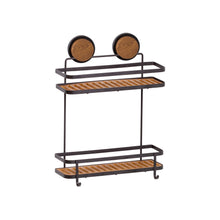 Load image into Gallery viewer, Bathroom Organizer - Screw Fix Two Tier Rectangle Bath Shampoo Holder Wooden Black

