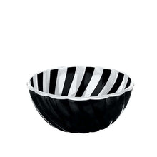 Load image into Gallery viewer, Black acrylic bowl with white striped interior
