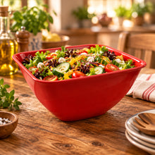 Load image into Gallery viewer, Red square serving bowl on a white background
