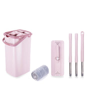 Load image into Gallery viewer, Pink cleaning tool set including a bucket, scrubber, and cleaning rods on a white background
