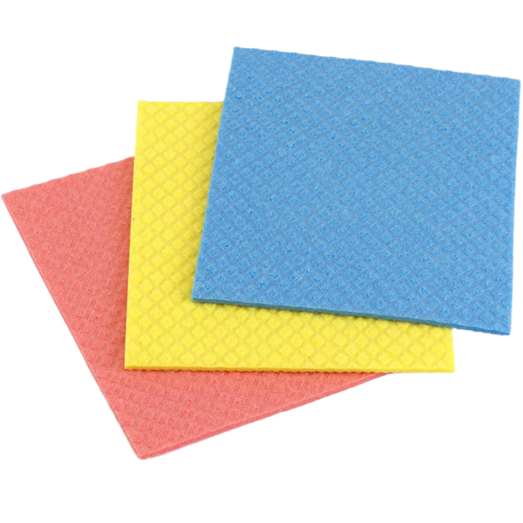 Cleaning Cloth - Super Absorbent Reusable Cellulose Sponge Cloths - Set of 3