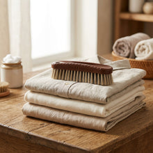Load image into Gallery viewer, Brown clothes brush with light and dark bristles

