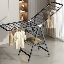 تحميل الصورة في عارض المعرض، 3-Tier Foldable Carbon Steel Clothes Drying Rack | Heavy-Duty Mobile Laundry Stand with Adjustable Wings - Dark Grey
