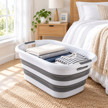 Load image into Gallery viewer, Collapsible gray and white bathtub on a white background
