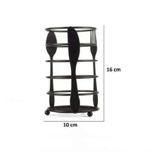 Load image into Gallery viewer, Black metal umbrella stand with dimensions labeled on a white background

