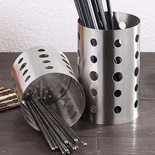 تحميل الصورة في عارض المعرض، Two stainless steel containers with holes holding metal straws on a wooden surface.
