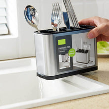 تحميل الصورة في عارض المعرض، Stainless-steel cutlery holder with utensils on a kitchen counter
