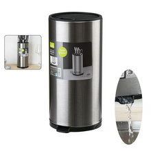 Load image into Gallery viewer, Stainless steel knife sharpener with additional images of use and product details on a white background
