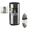 Stainless steel knife sharpener with additional images of use and product details on a white background