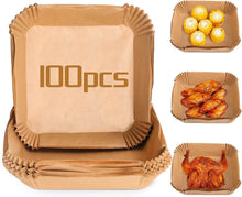 تحميل الصورة في عارض المعرض، Disposable Air Fryer Paper Liners (100-Pack) | 15cm Square Non-Stick Papers
