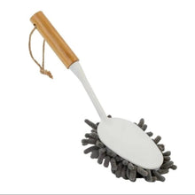 تحميل الصورة في عارض المعرض، Cleaning brush with wooden handle and gray bristles on a white background
