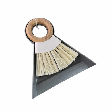 Dustpan & Brush Set  - Brush with Bamboo Handle Ring and Shovel