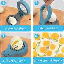 Load image into Gallery viewer, Step-by-step process of using an egg slicer to cut hard-boiled eggs.
