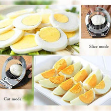 تحميل الصورة في عارض المعرض، Egg slicer with sliced eggs and mode indicators on a white background
