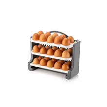 Load image into Gallery viewer, Egg Storage Holder for Refrigerator - 3-Layers Flip Fridge Tray Container with capacity for 30 eggs.
