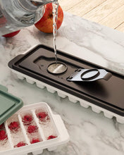 Load image into Gallery viewer, Ice Cube Tray with Lid -  Covered Ice Cube Tray with Removable Cover and silicon bottom
