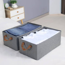 Load image into Gallery viewer, Grey fabric storage boxes holding clothes
