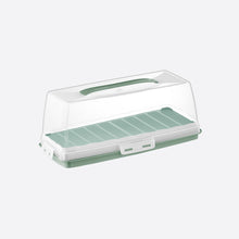 Load image into Gallery viewer, Green and clear plastic container with a lid on a white background
