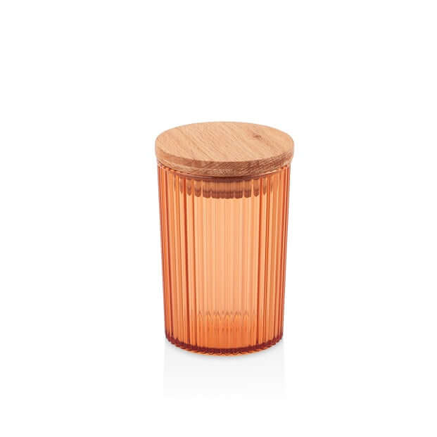 Food Storage Container - 100 ml. Stripped Airtight Acrylic Storage Container with Wooden Lid (Small)