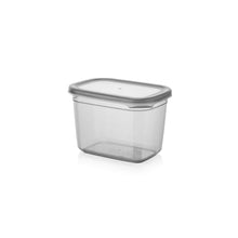Load image into Gallery viewer, Clear rectangular storage container with a gray lid on a white background
