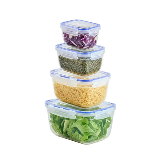 Food Storage Containers Set (550, 1000, 1800 & 3000 ml.) - Plastic Sealed Rectangular Storage Containers Set Of 4