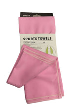 Load image into Gallery viewer, Pink sports towel with packaging on a white background
