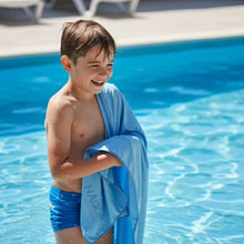 تحميل الصورة في عارض المعرض، Child with a blue towel by a pool
