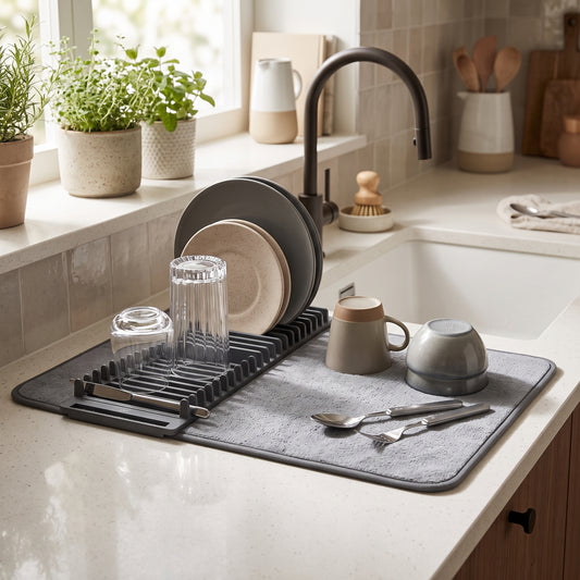 2-in-1 Dish Drying Mat with Removable Rack, 61 × 46 cm