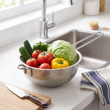 Load image into Gallery viewer, 22.5cm Heavy-Duty Stainless Steel Colander | Long Handle Strainer &amp; Fry Basket - Silver
