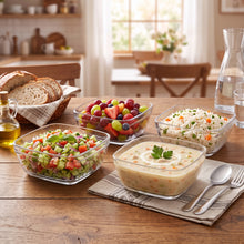 Load image into Gallery viewer, 4-Piece Square Clear Glass Bowl Set (600ml) | Multipurpose Serving &amp; Prep Dish
