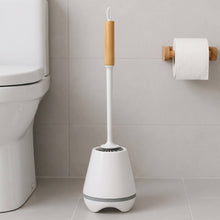 تحميل الصورة في عارض المعرض، Silicone Toilet Brush Set | Wooden Handle &amp; Ventilated Holder

