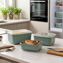 Load image into Gallery viewer, 3 Pcs Rectangular Snap-Lid Food Storage Container Set (600, 1100, 1800 ml) | BPA-Free Meal Prep &amp; Fridge Organizer
