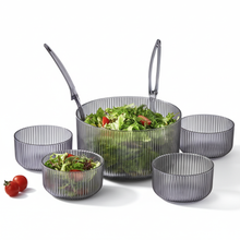 تحميل الصورة في عارض المعرض، 7-Piece Ribbed Acrylic Salad Bowl Set | Modern Kitchen &amp; Dining Serveware
