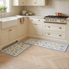 تحميل الصورة في عارض المعرض، Anti-Slip 2-Piece Quick-Dry Kitchen &amp; Bathroom Mat Set (40x60cm &amp; 40x120cm) | Blue Floral Floor Protection Rugs

