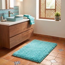 تحميل الصورة في عارض المعرض، 1 Pc Absorbent Luxury Chunky Chenille Bathroom Rug (50x80cm - 1,000 grams) | Ultra-Soft Non-Slip Bath Mat - Turquoise
