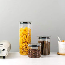 تحميل الصورة في عارض المعرض، Glass Storage Container with Stainless Steel Lid - 640 ml Airtight Kitchen Storage Jar
