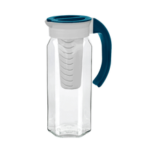 Load image into Gallery viewer, Stylish glass jug with infuser, perfect for flavored water and elegant kitchen decor.
