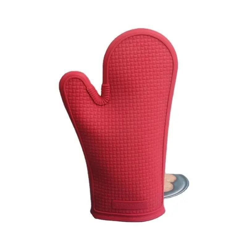Red oven mitt on a white background