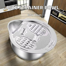 Load image into Gallery viewer, Silver rice strainer bowl with kitchen background
