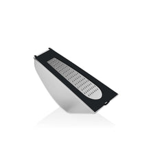 Load image into Gallery viewer, This image displays a sleek and modern stainless steel grater, featuring a flat rectangular base with a series of evenly spaced grating surfaces. The design includes a detachable container on the side, enhancing its functionality by collecting grated ingredients neatly.

