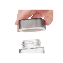 Load image into Gallery viewer, Shakers - Glass Spice seasoning jars Set of 4 with Stainless Steel Lids &amp; Holder - 2 Spice Jars + 2 Seasoning Glass Bottles
