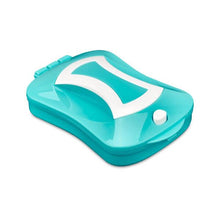 Load image into Gallery viewer, Turquoise handheld crumb sweeper with opening container
