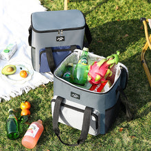 تحميل الصورة في عارض المعرض، 1 Pcs Insulated Cooler Multipurpose Bag – Large Reusable Thermal Tote with Zippered Top – For Groceries, Picnic, Food Delivery &amp; Beach - Grey x Light Grey
